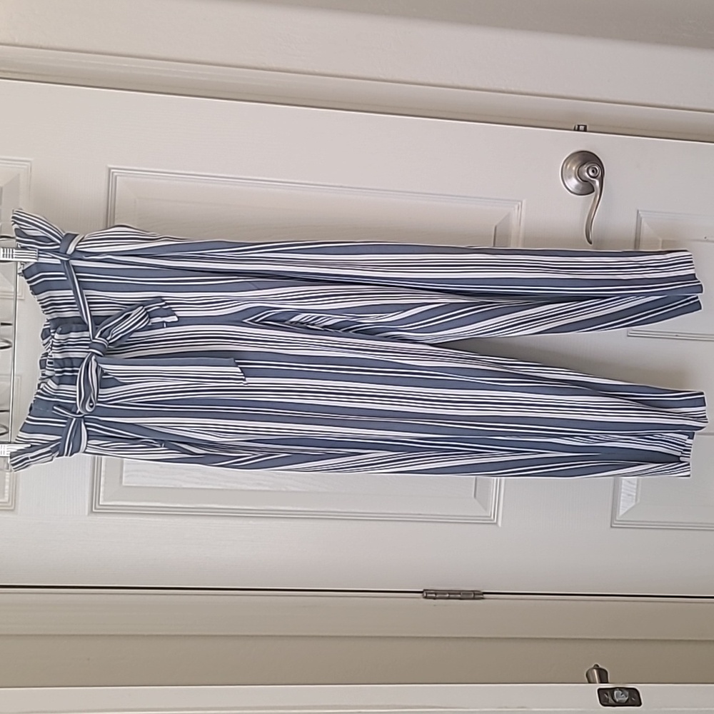 Loft striped paper-bag waist ankle pants